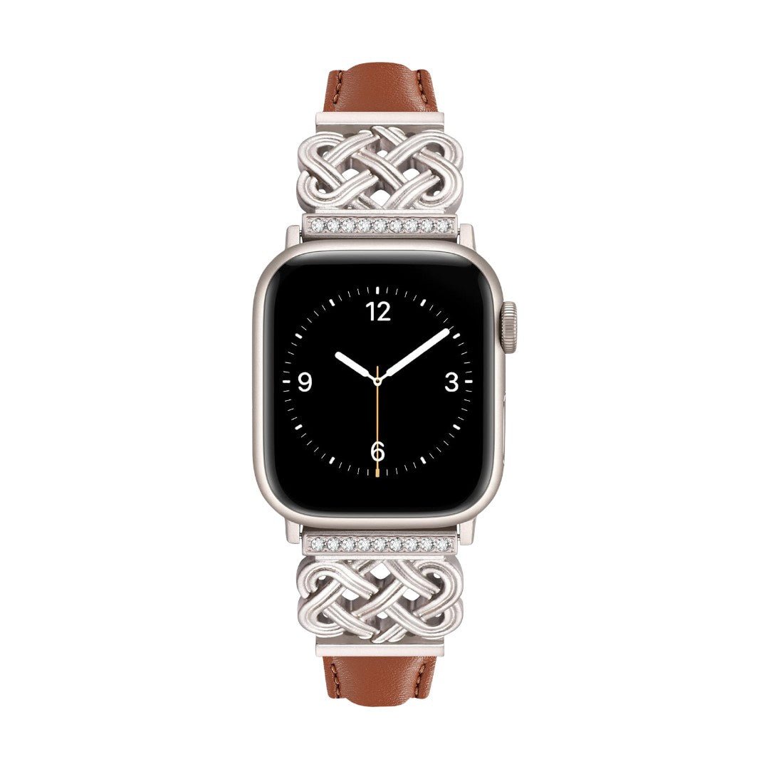 Apple Watch Bracelet, Chinese Knot Design with Zircon Setting, Smooth Strap, Celtia Model
