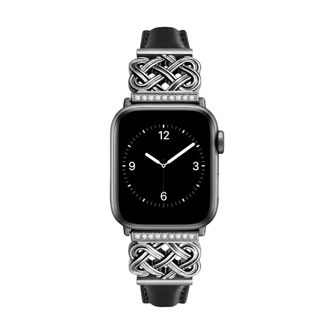 Apple Watch Bracelet, Chinese Knot Design with Zircon Setting, Smooth Strap, Celtia Model