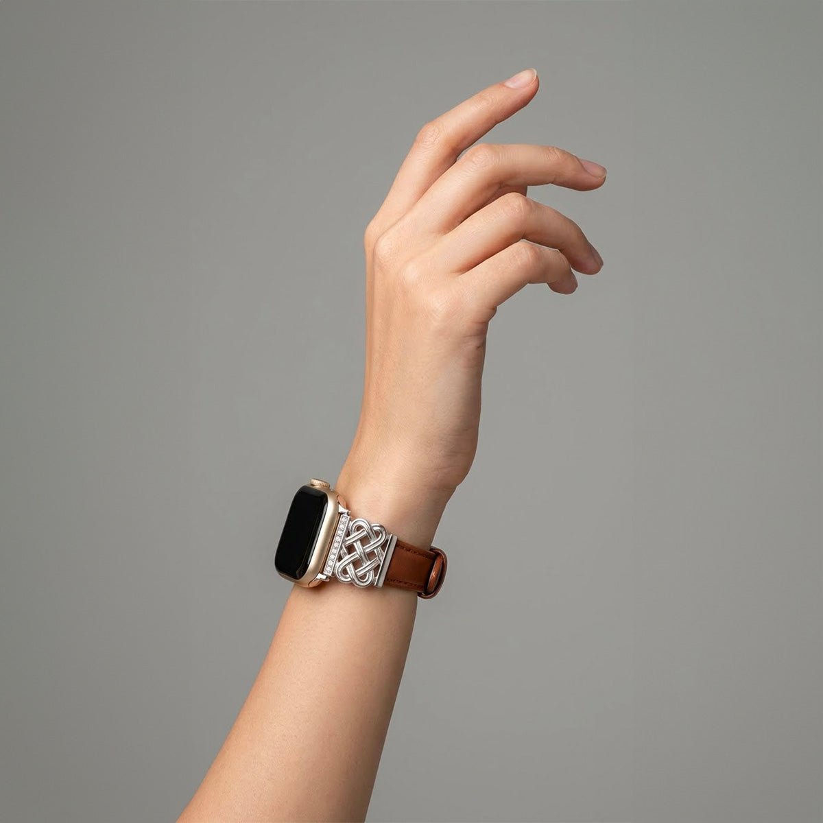 Apple Watch Bracelet, Chinese Knot Design with Zircon Setting, Smooth Strap, Celtia Model