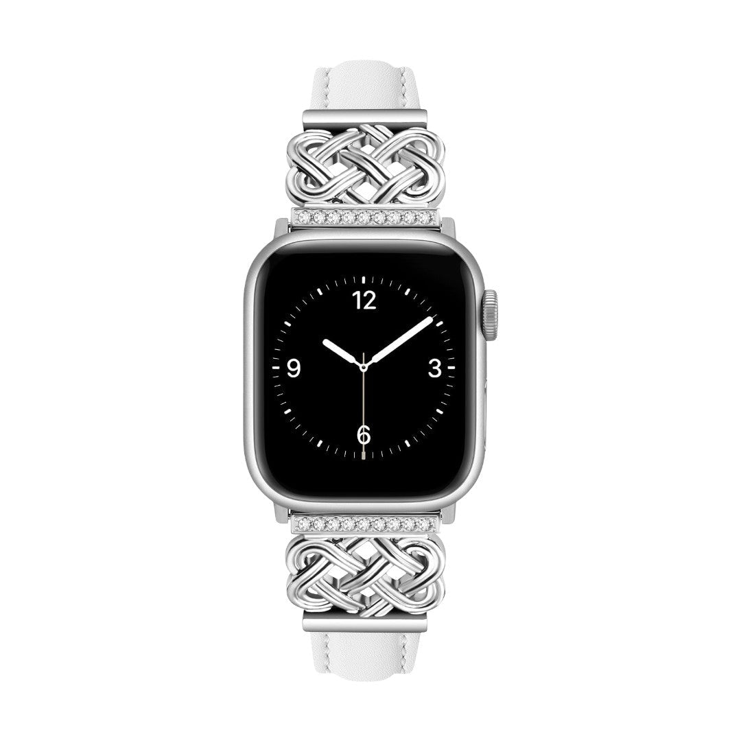 Apple Watch Bracelet, Chinese Knot Design with Zircon Setting, Smooth Strap, Celtia Model