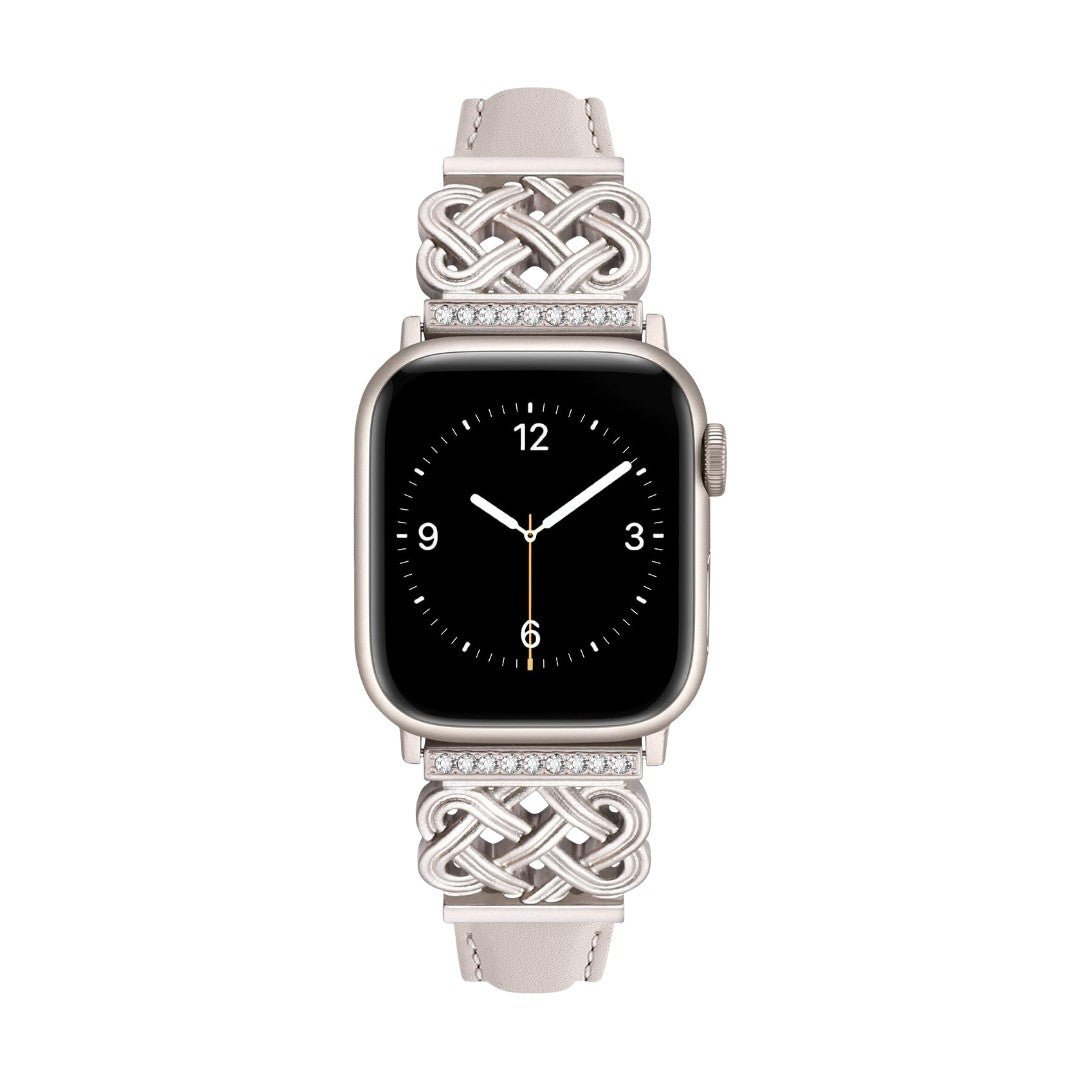 Apple Watch Bracelet, Chinese Knot Design with Zircon Setting, Smooth Strap, Celtia Model