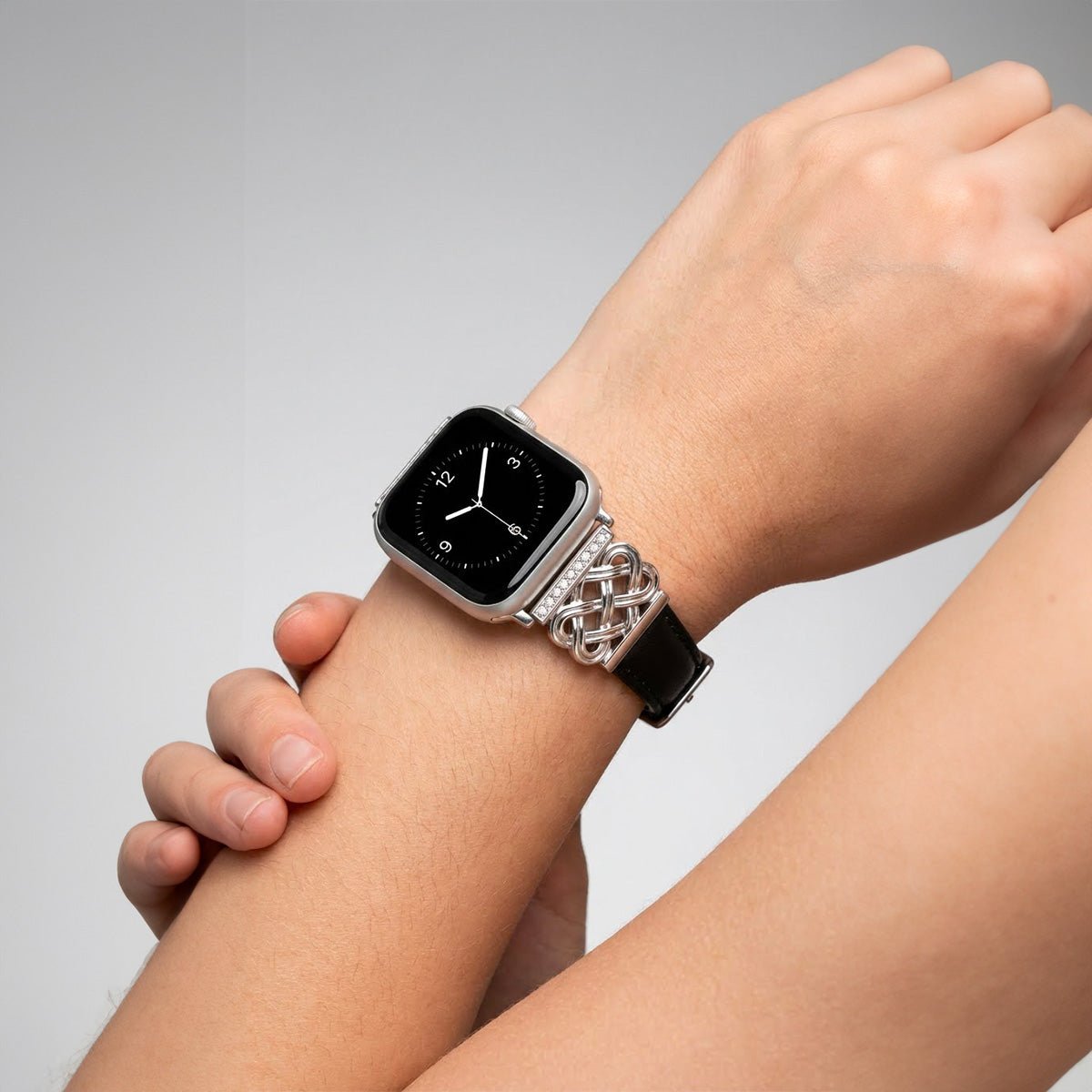 Apple Watch Bracelet, Chinese Knot Design with Zircon Setting, Smooth Strap, Celtia Model