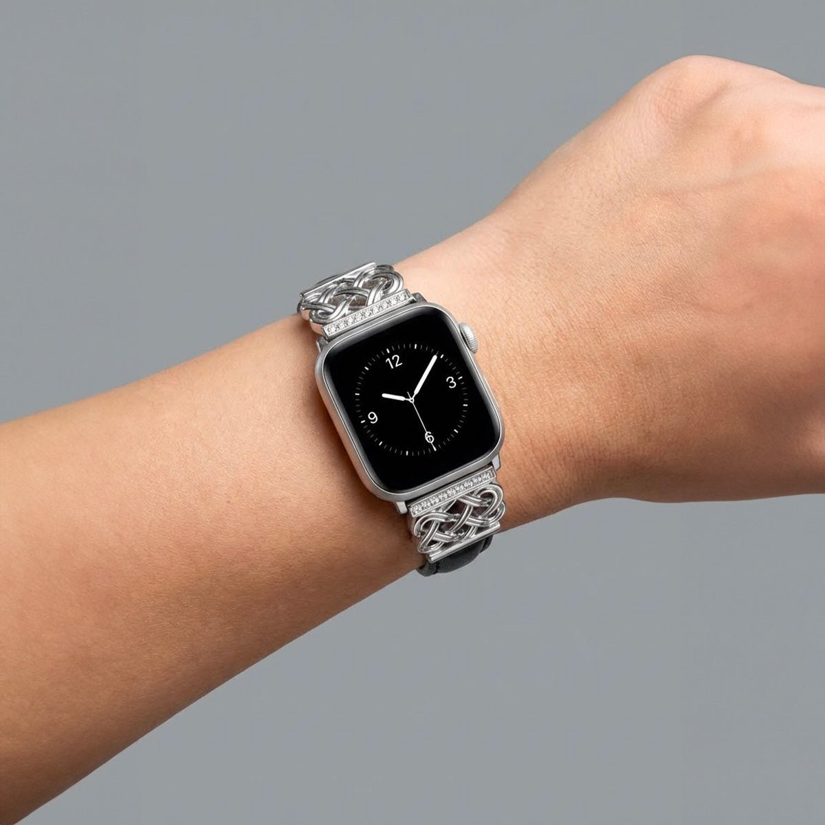 Apple Watch Bracelet, Chinese Knot Design with Zircon Setting, Smooth Strap, Celtia Model