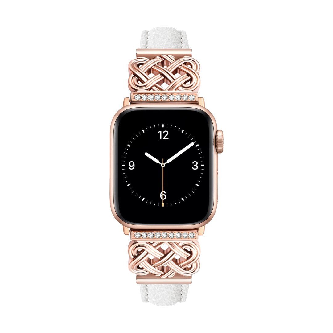 Apple Watch Bracelet, Chinese Knot Design with Zircon Setting, Smooth Strap, Celtia Model