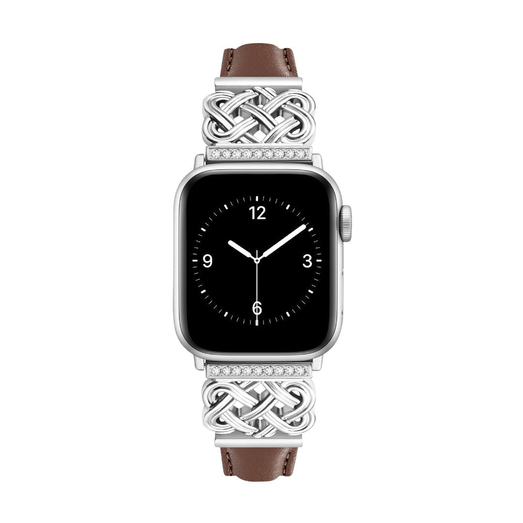 Apple Watch Bracelet, Chinese Knot Design with Zircon Setting, Smooth Strap, Celtia Model