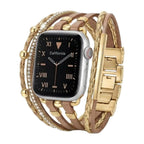 Apple Watch Multi-Strand Bracelet, Boho Chic Style, Compatible with Apple Watch, Sparkling Rhinestones, Metal Clasp, Abigaëlle Model