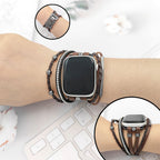 Apple Watch Multi-Strand Bracelet, Boho Chic Style, Compatible with Apple Watch, Sparkling Rhinestones, Metal Clasp, Abigaëlle Model