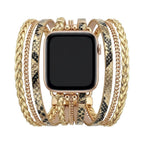 Apple Watch Multi-Strand Bracelet, Vegan Leather and Chains, Elegant Snake Effect, Buckle Clasp, Delizia Model