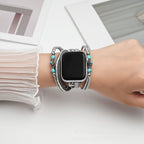 Vyta Multi-Strand Apple Watch Bracelet in Steel, with Chained Links and Engraved Rings