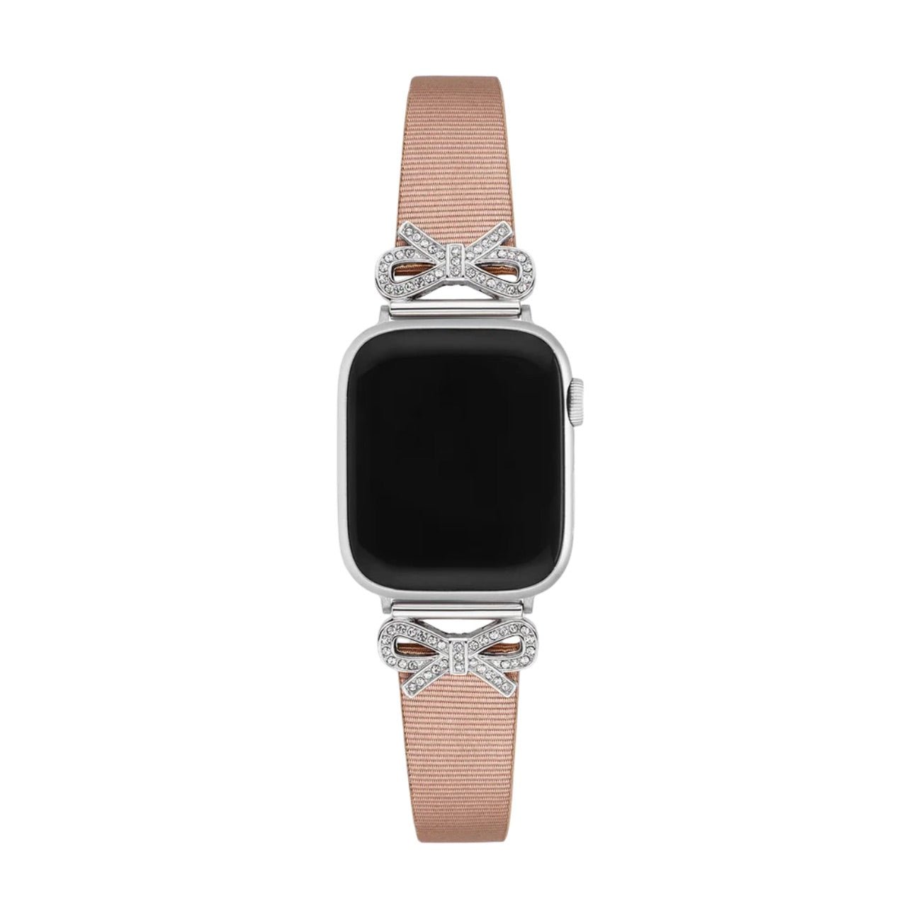 Apple Watch Bracelet, textured ribbon with rhinestone-studded knots, for women, Ravia model