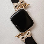 Apple Watch Bracelet, textured ribbon with rhinestone-studded knots, for women, Ravia model