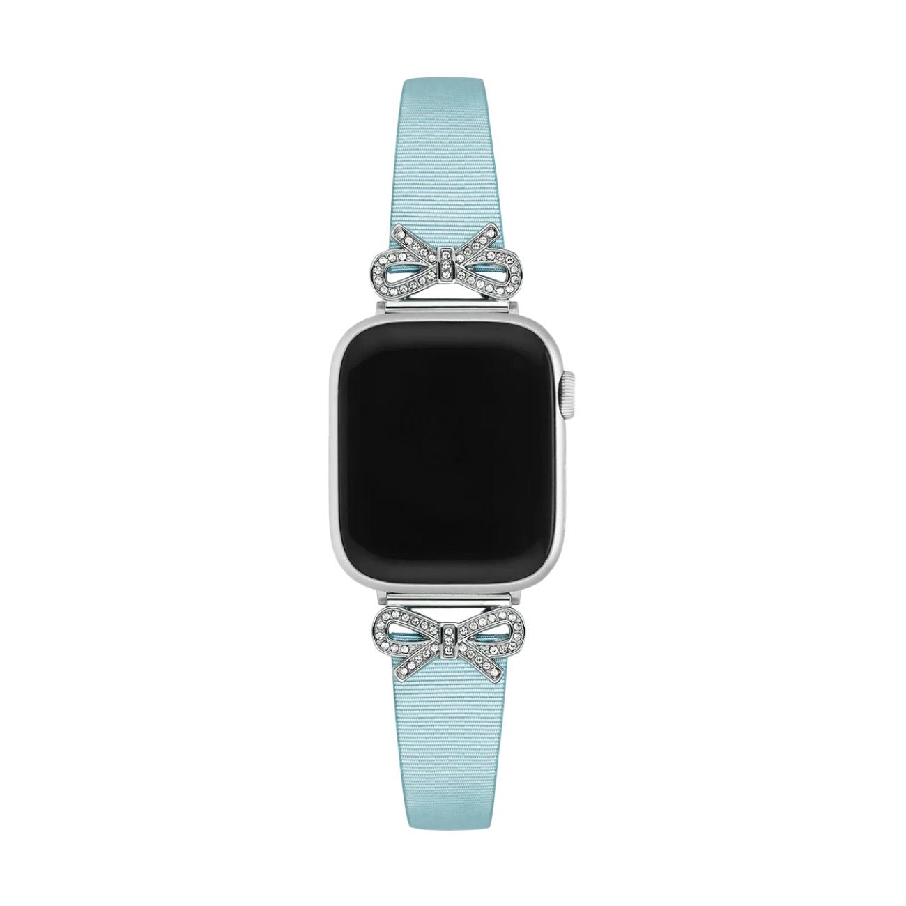 Apple Watch Bracelet, textured ribbon with rhinestone-studded knots, for women, Ravia model