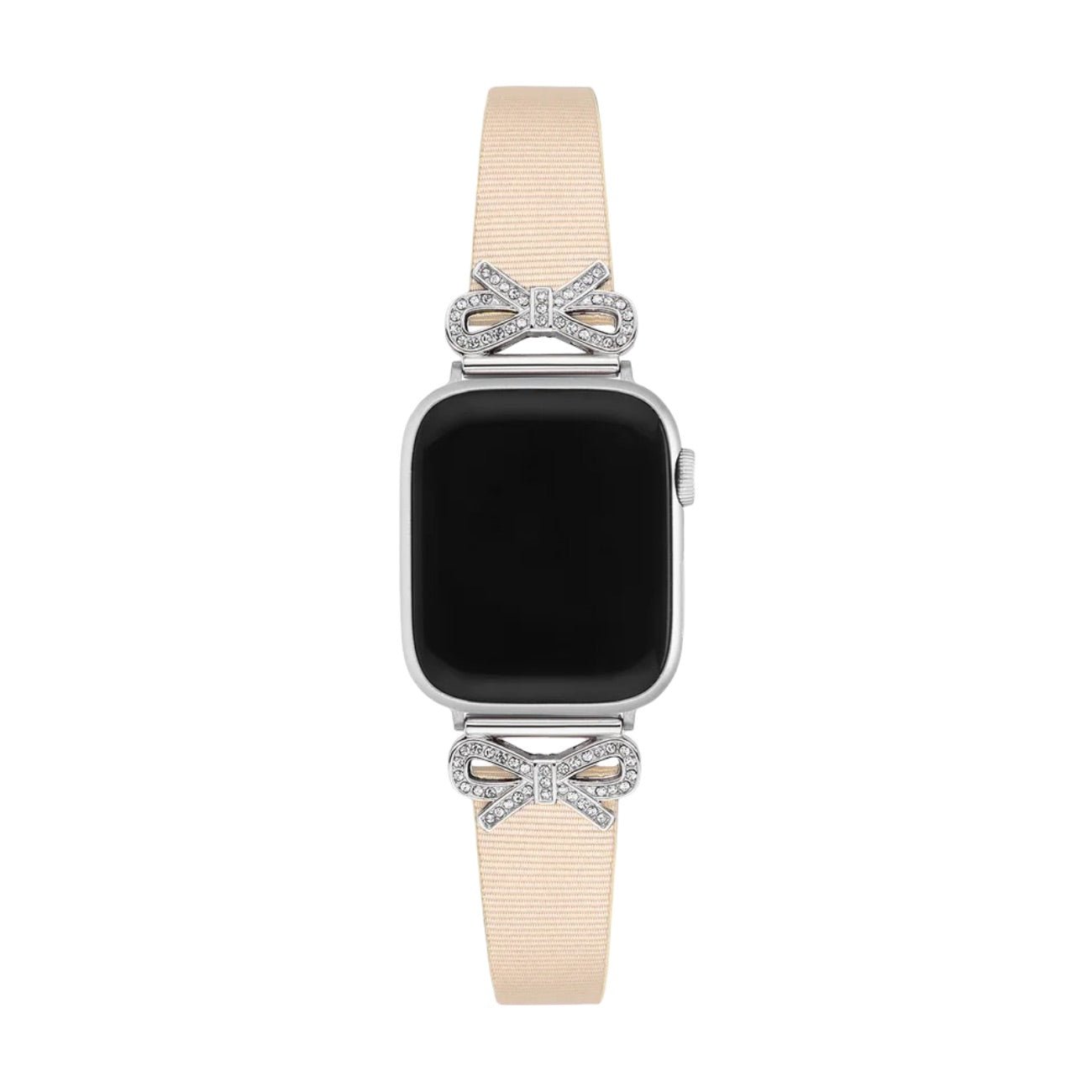 Apple Watch Bracelet, textured ribbon with rhinestone-studded knots, for women, Ravia model
