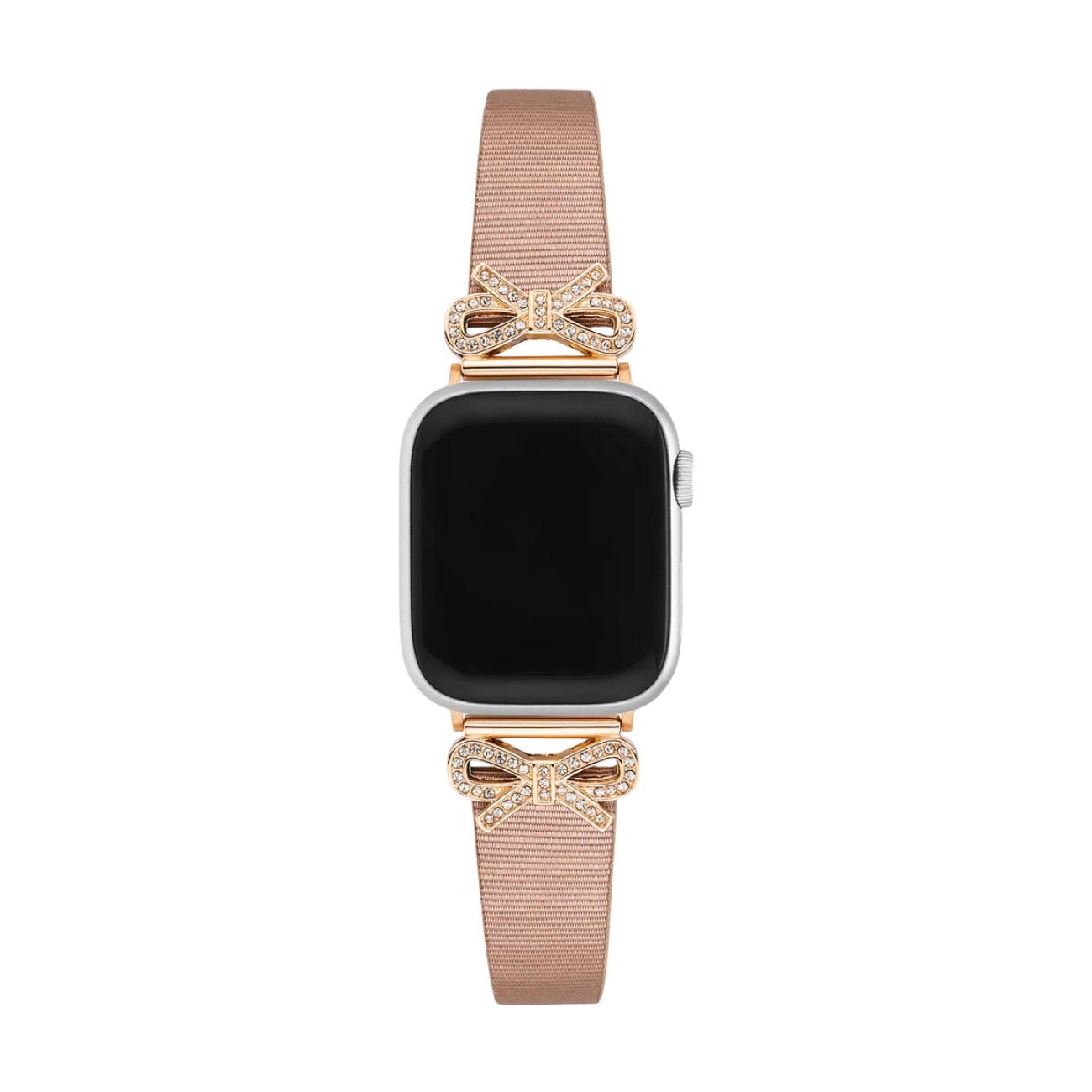 Apple Watch Bracelet, textured ribbon with rhinestone-studded knots, for women, Ravia model