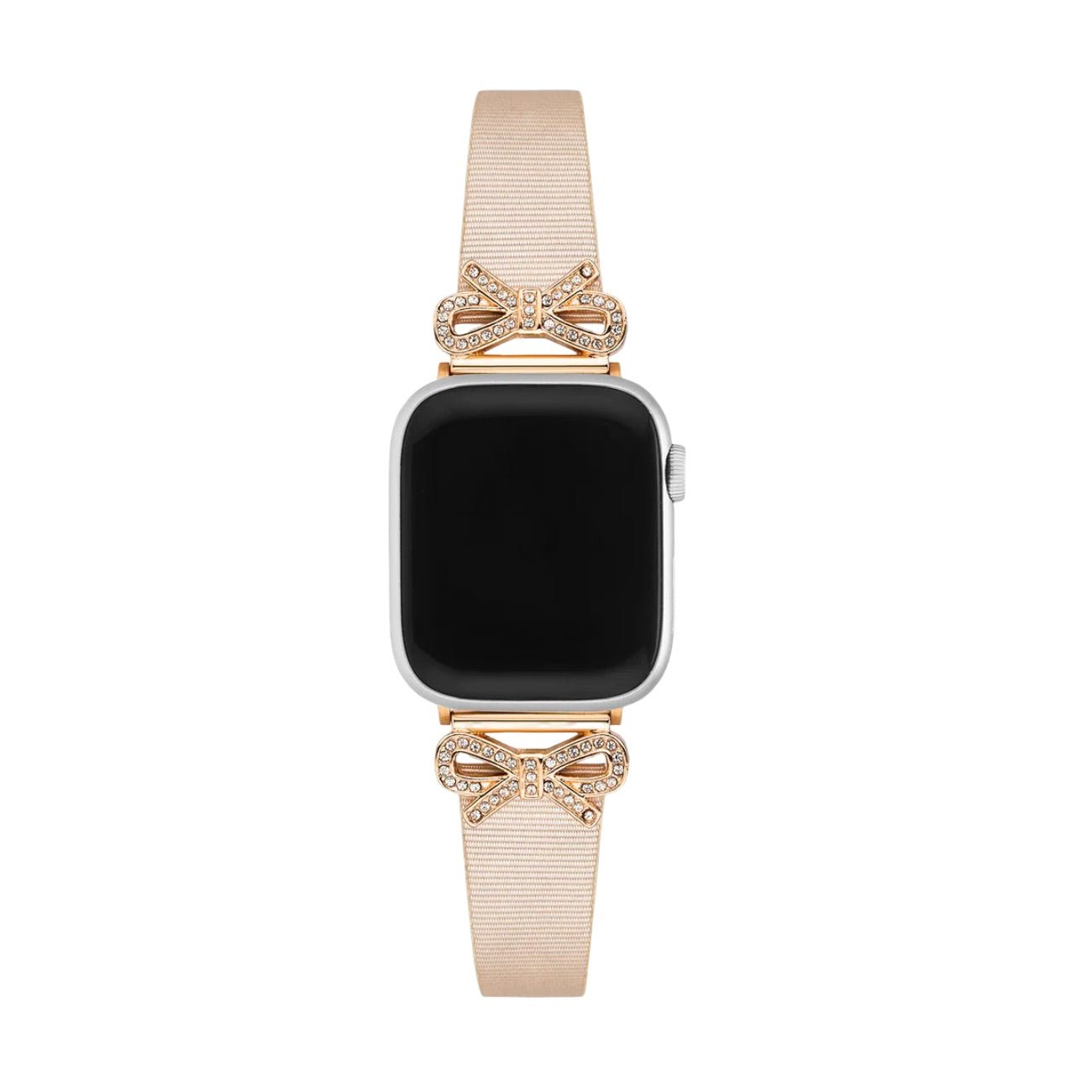 Apple Watch Bracelet, textured ribbon with rhinestone-studded knots, for women, Ravia model
