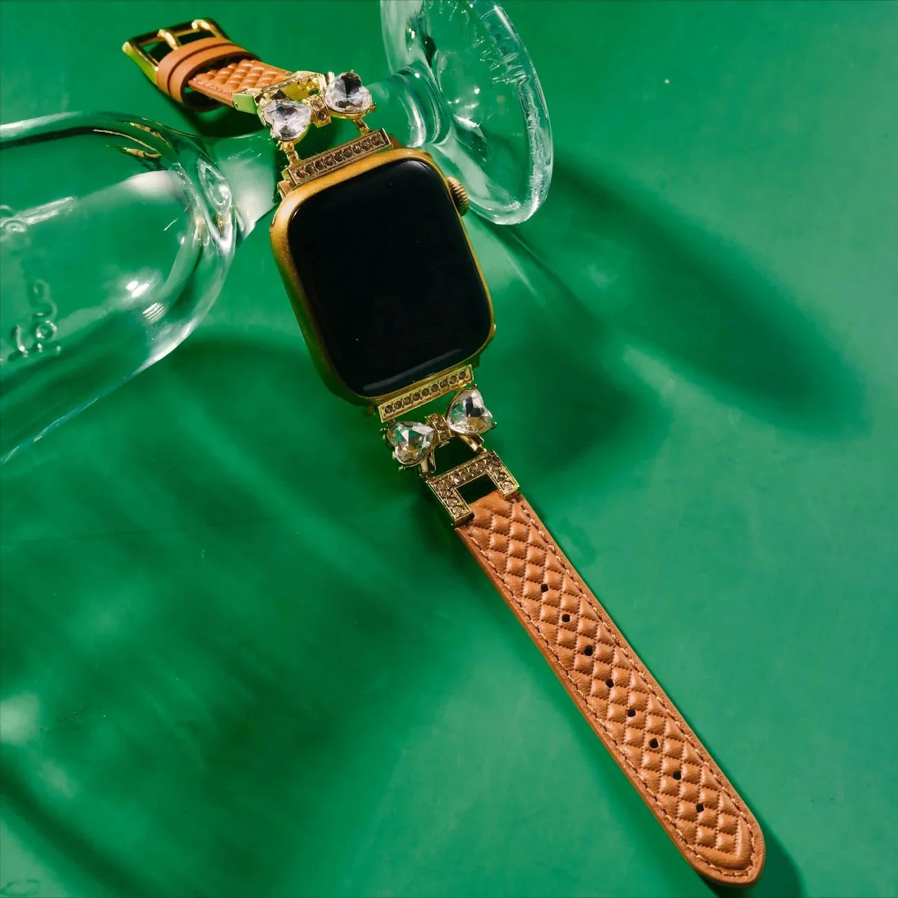 Apple Watch Bracelet, for women, chic leather, sparkling rhinestone strap, Bellita model
