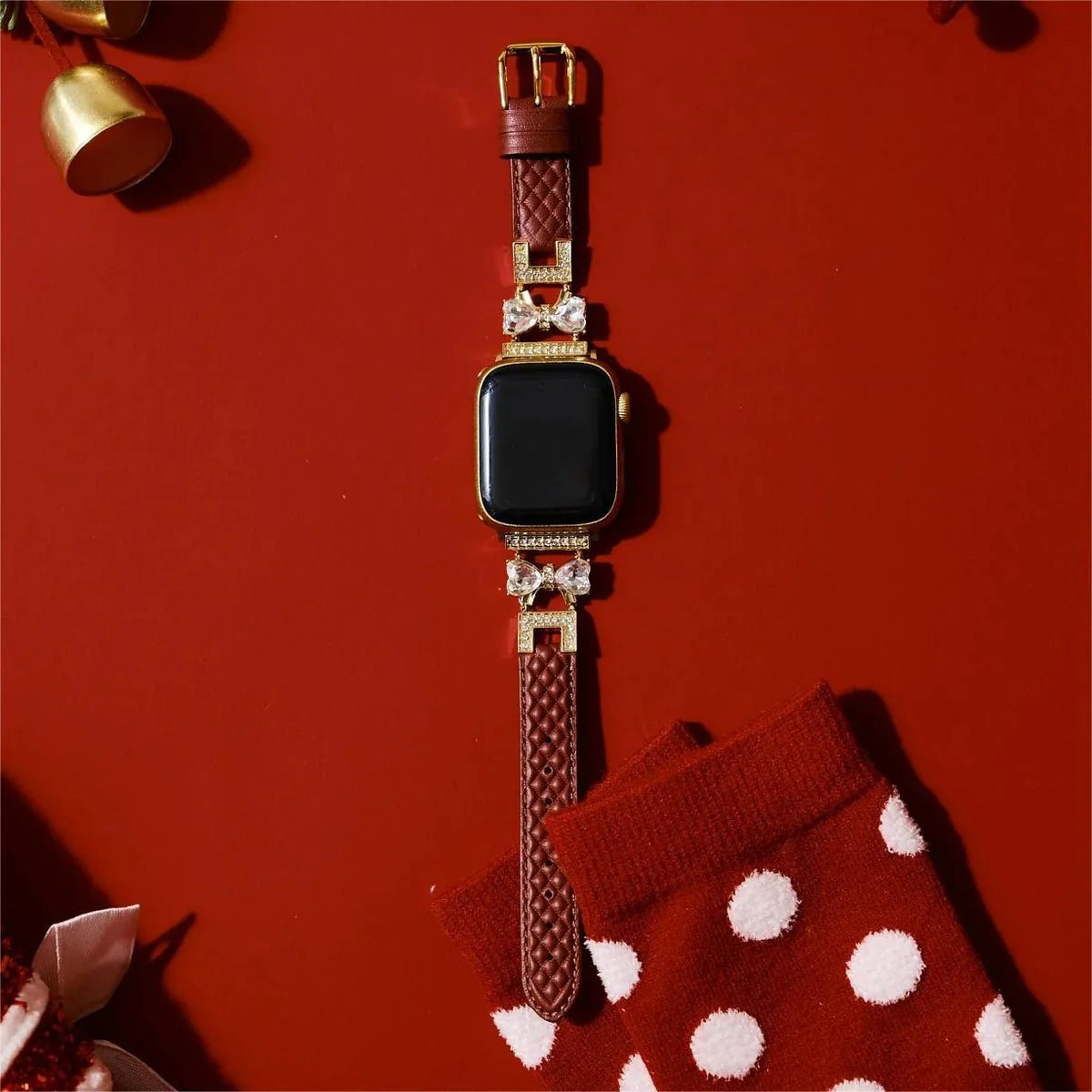 Apple Watch Bracelet, for women, chic leather, sparkling rhinestone strap, Bellita model