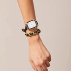 Double Tour Apple Watch Bracelet, Interlaced Chain and Enameled Camellia, for Women, Queenie Model
