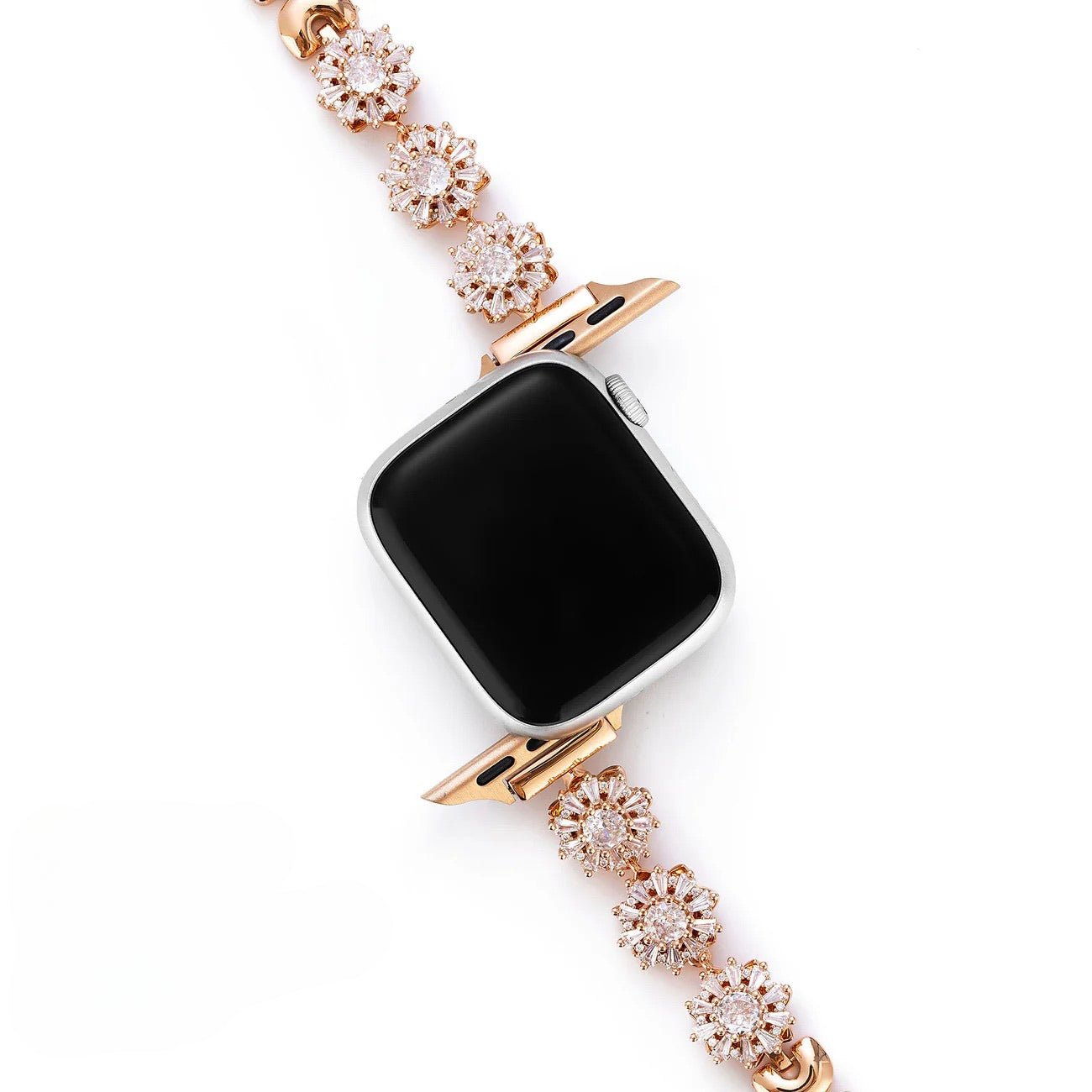 Apple Watch Bracelet, clover motif set with zircons, for women, Lotia model