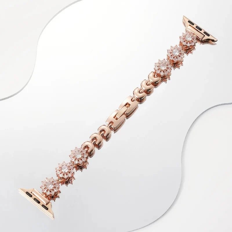 Apple Watch Bracelet, clover motif set with zircons, for women, Lotia model