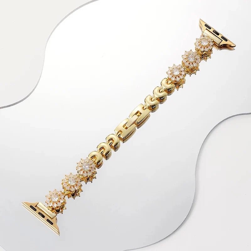Apple Watch Bracelet, clover motif set with zircons, for women, Lotia model