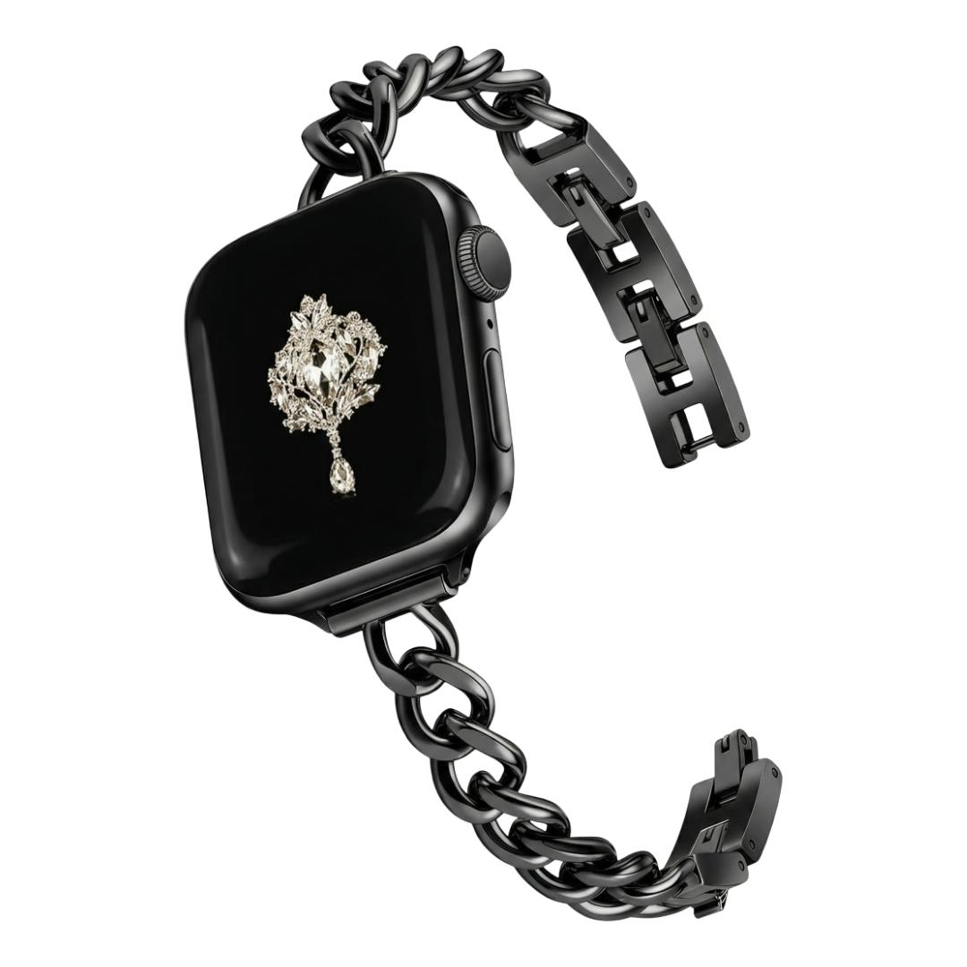 Apple Watch Bracelet, polished alloy Cuban link, adjustable clip-on, for women, Kinesse model