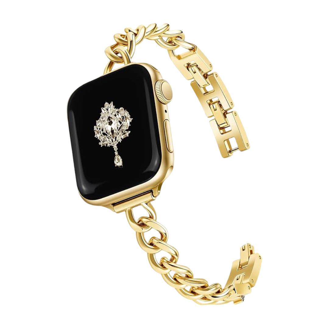 Apple Watch Bracelet, polished alloy Cuban link, adjustable clip-on, for women, Kinesse model