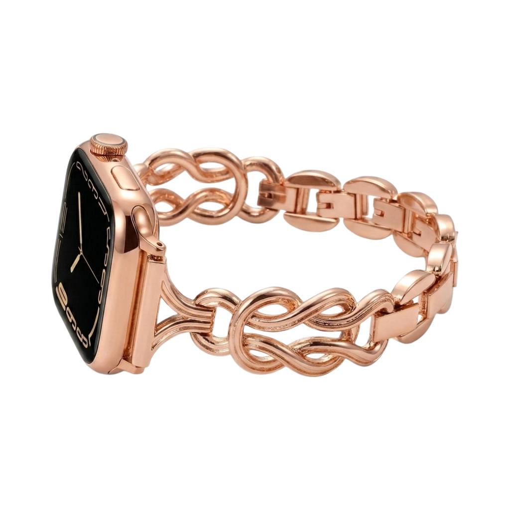 Apple Watch Bracelet for Women, Adjustable Metal Links, Infinity Knot Watch Band, Elegant Wrist Accessory, Saline Model