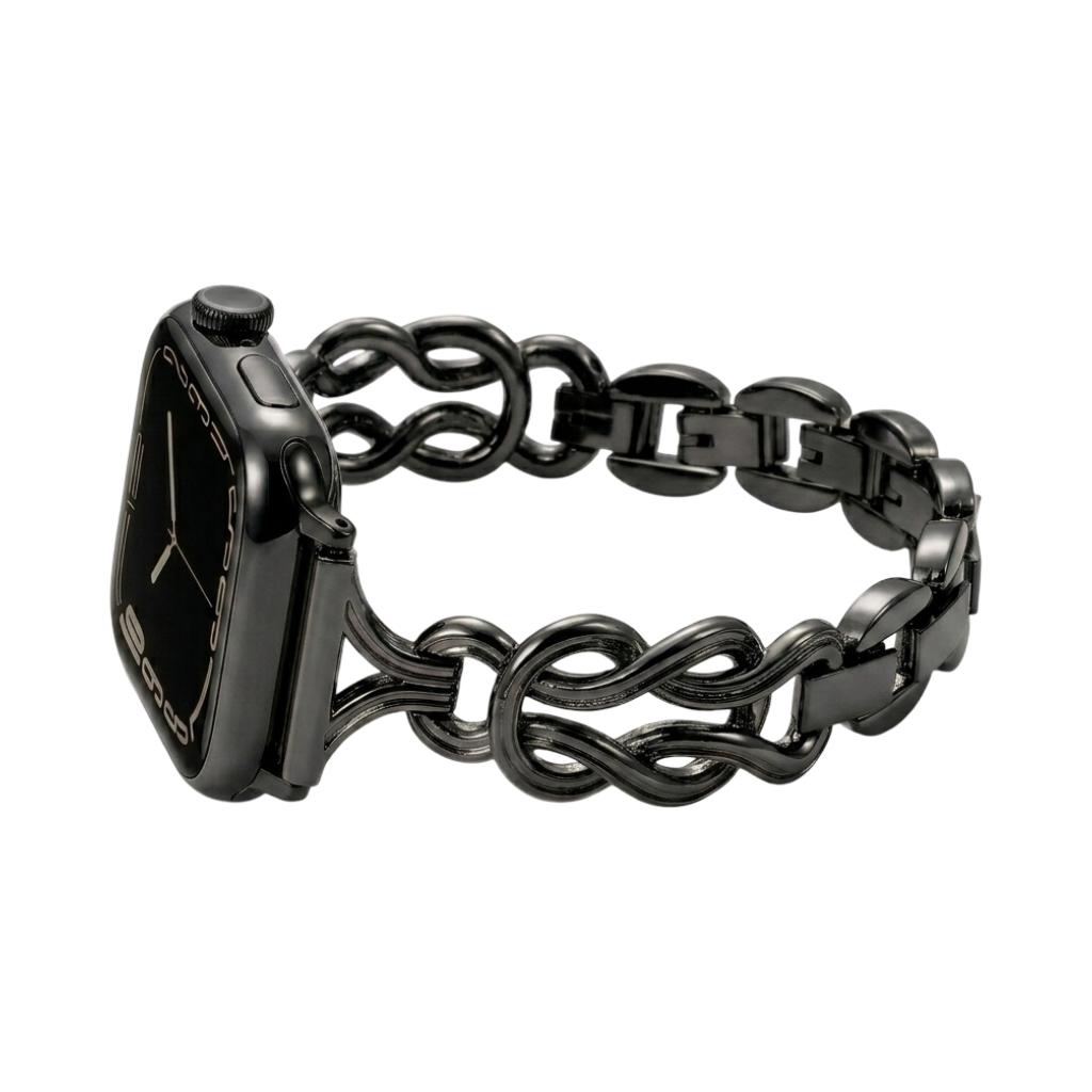 Apple Watch Bracelet for Women, Adjustable Metal Links, Infinity Knot Watch Band, Elegant Wrist Accessory, Saline Model
