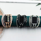Apple Watch Multi-Strand Bracelet, Braided with Rhinestones, Interlaced Rings, Adjustable Clasp, Lona Model