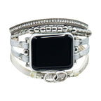 Apple Watch Multi-Strand Bracelet, Braided with Rhinestones, Interlaced Rings, Adjustable Clasp, Lona Model
