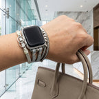 Apple Watch Multi-Strand Bracelet, Braided with Rhinestones, Interlaced Rings, Adjustable Clasp, Lona Model