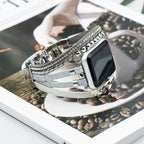 Apple Watch Multi-Strand Bracelet, Braided with Rhinestones, Interlaced Rings, Adjustable Clasp, Lona Model