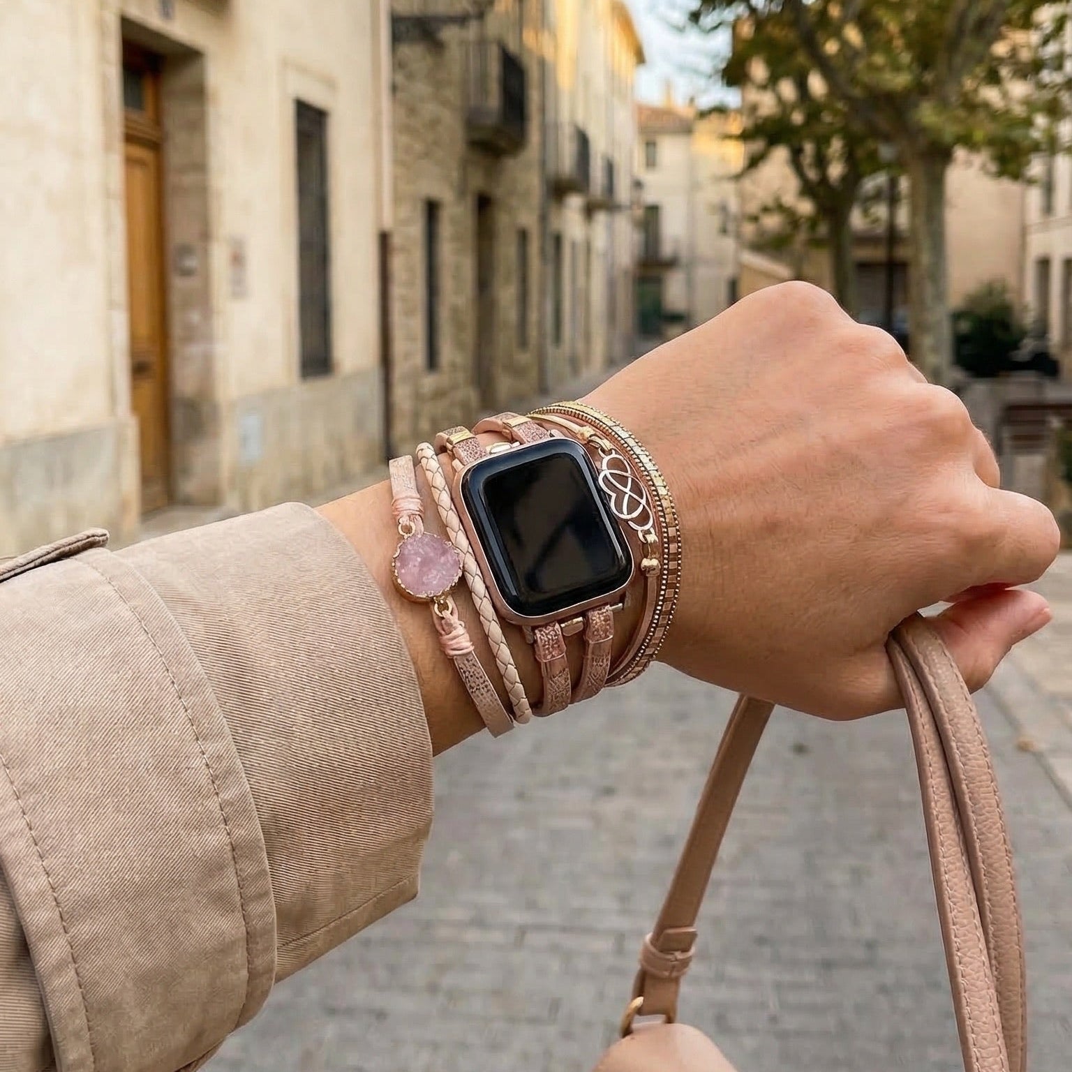 Apple Watch Multi-Strand Bracelet, Infinity Heart Charm and Stone, for Women, Felicidad Model