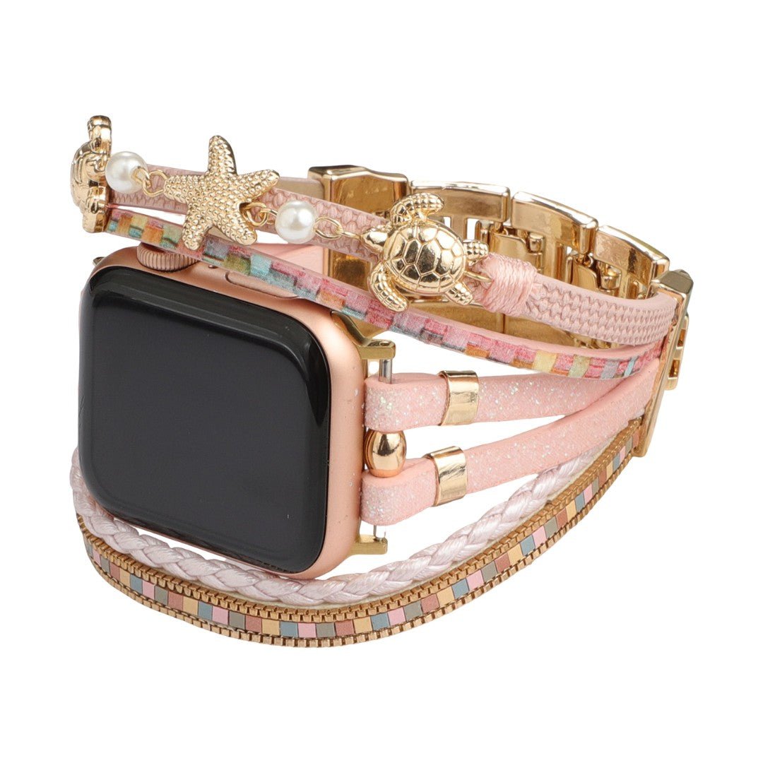 Apple Watch Multi-Strand Bracelet, Turtle and Starfish Charms, Beads, Akuna Model