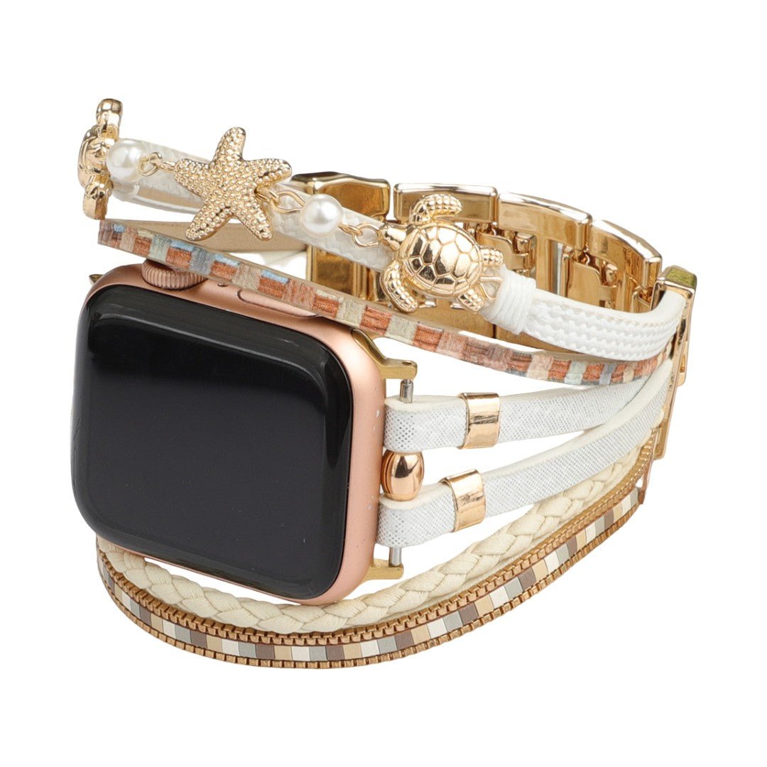 Apple Watch Multi-Strand Bracelet, Turtle and Starfish Charms, Beads, Akuna Model