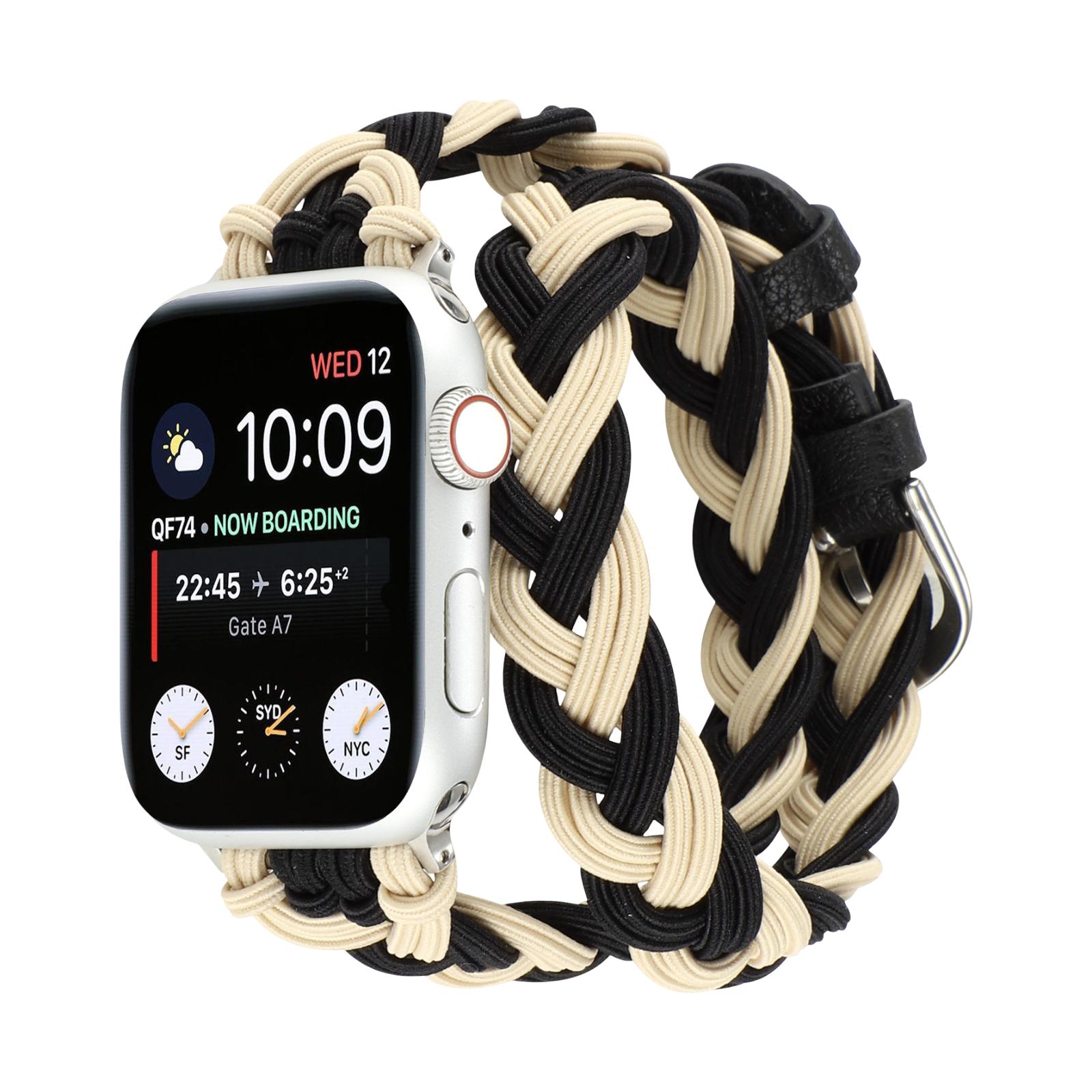 Apple Watch Double Tour Braided Elastic Bracelet, Ardillon Clasp, Abzine Model