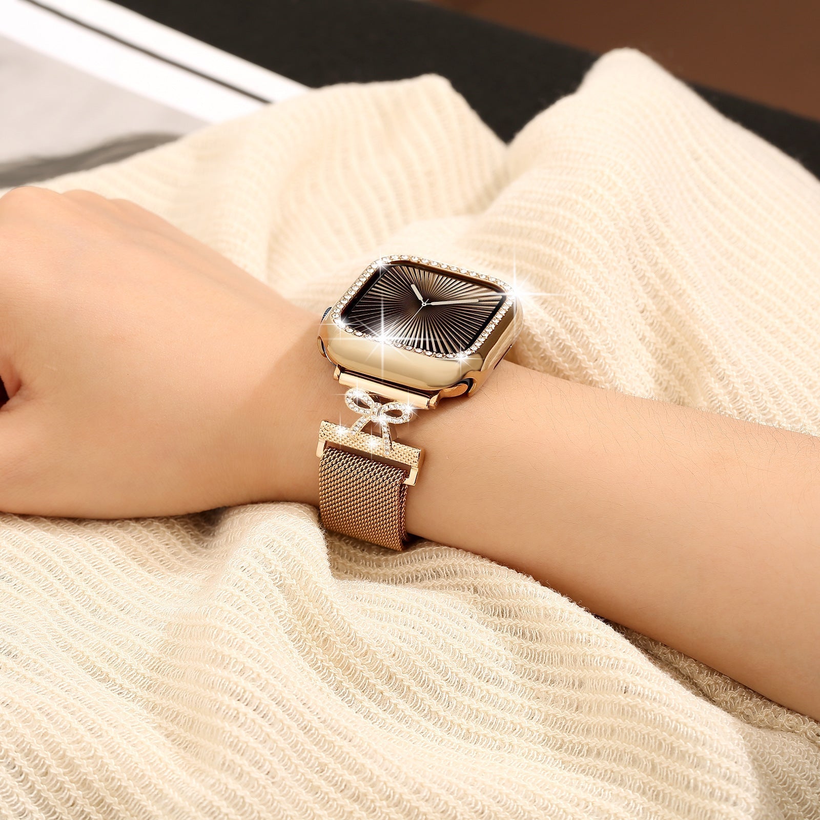 Chic and Cute Bracelet, Knotted Ribbon, Stainless Steel, for Apple Watch, Bima Model
