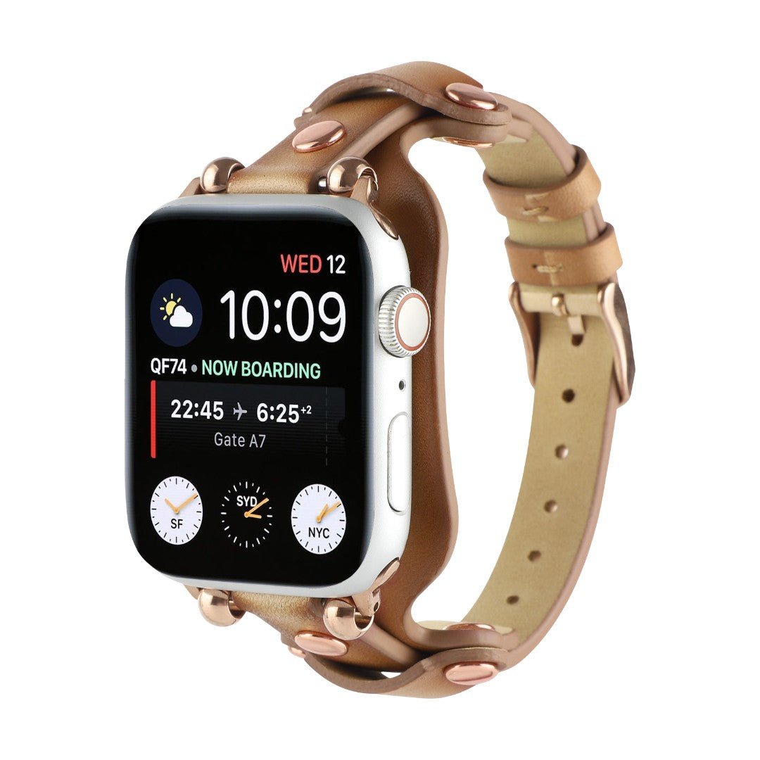 Apple Watch Cuff Bracelet with Rivets, Pin Buckle, Modern Design, Riveira Model