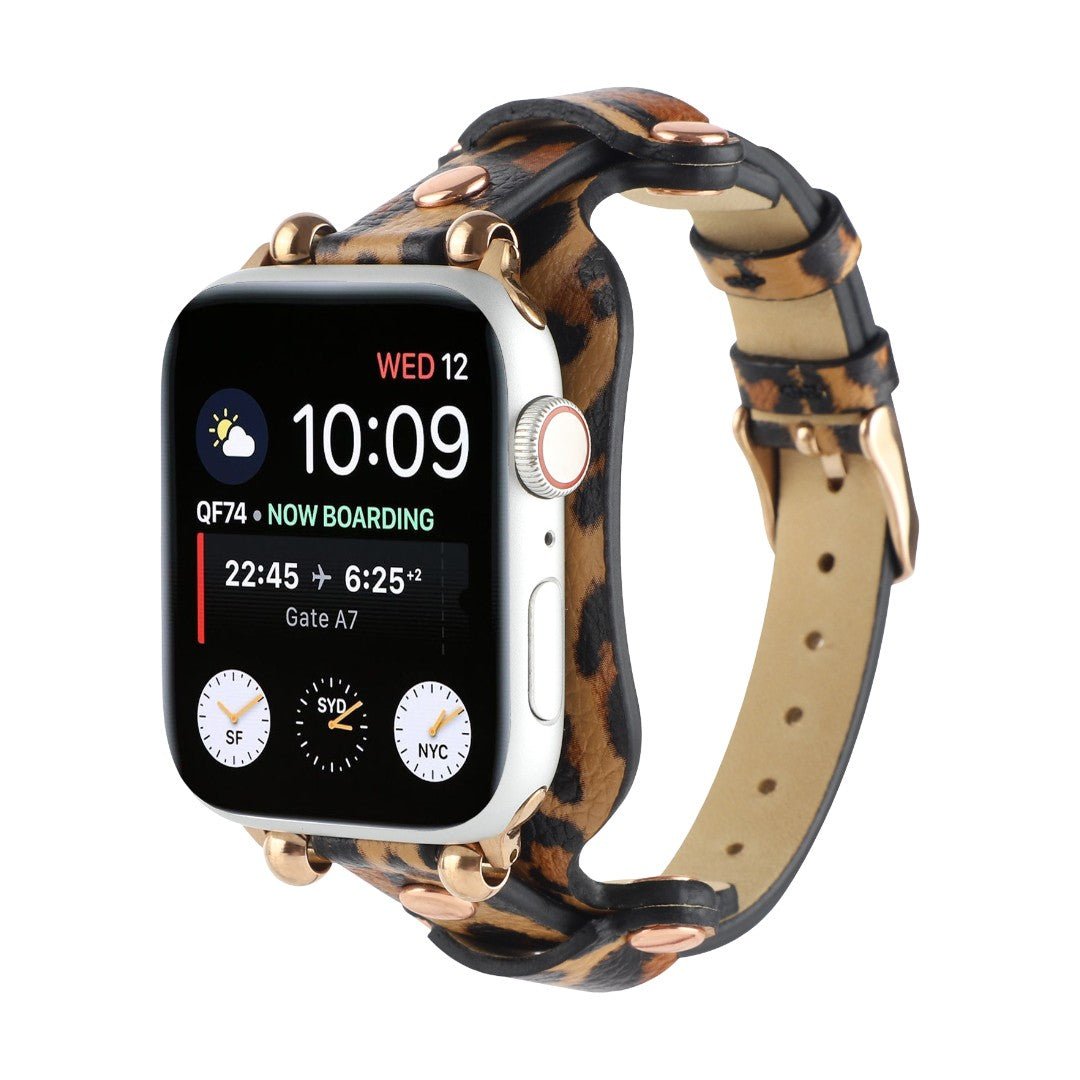 Apple Watch Cuff Bracelet with Rivets, Pin Buckle, Modern Design, Riveira Model