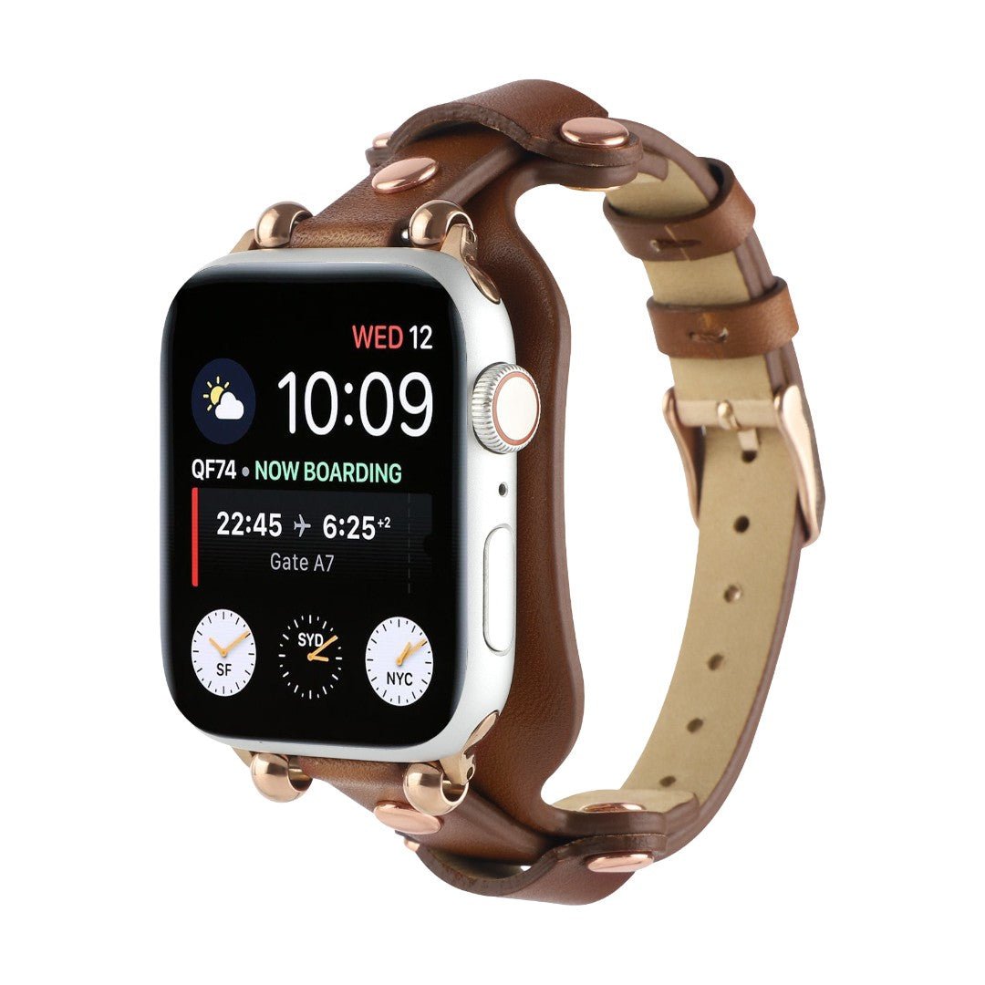 Apple Watch Cuff Bracelet with Rivets, Pin Buckle, Modern Design, Riveira Model