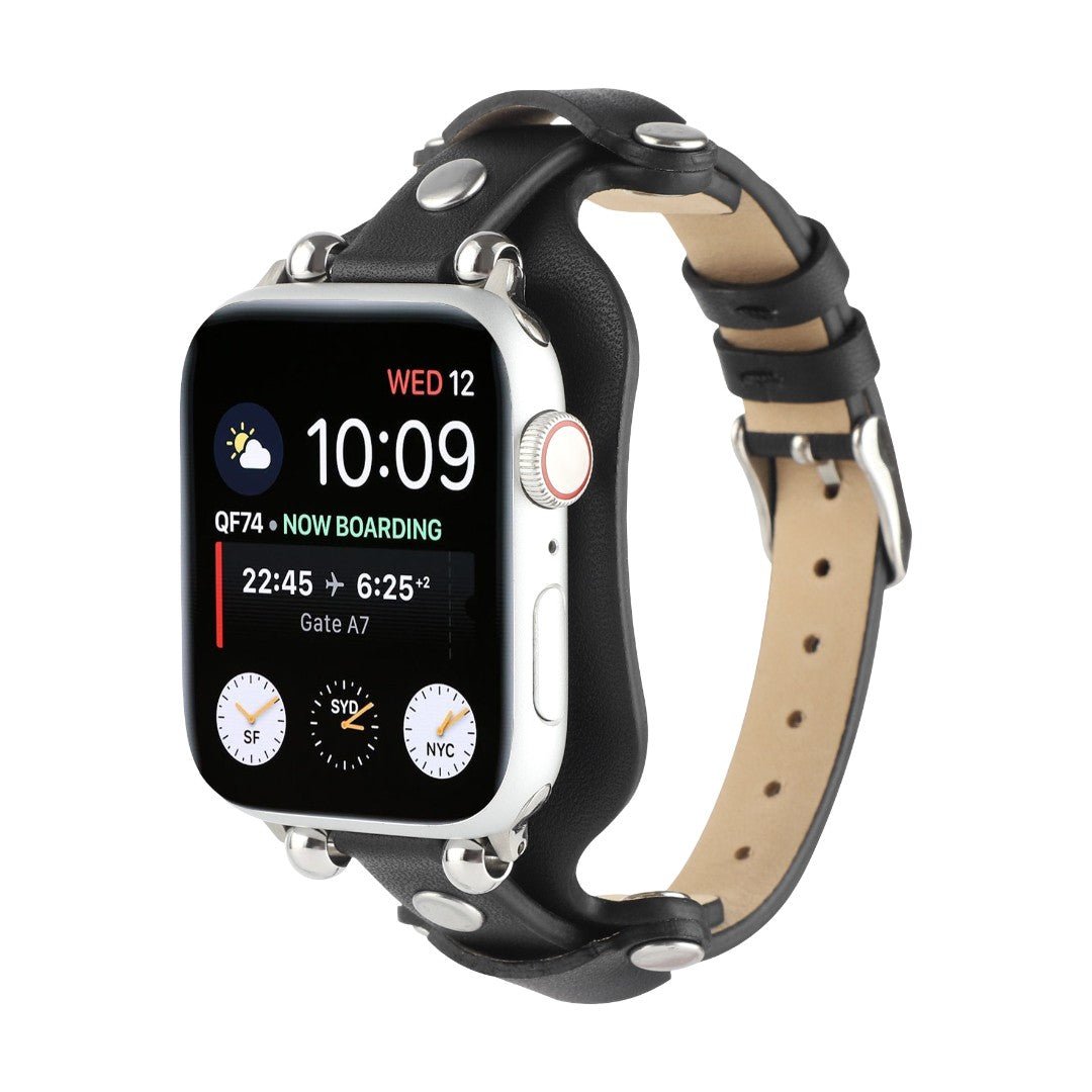 Apple Watch Cuff Bracelet with Rivets, Pin Buckle, Modern Design, Riveira Model