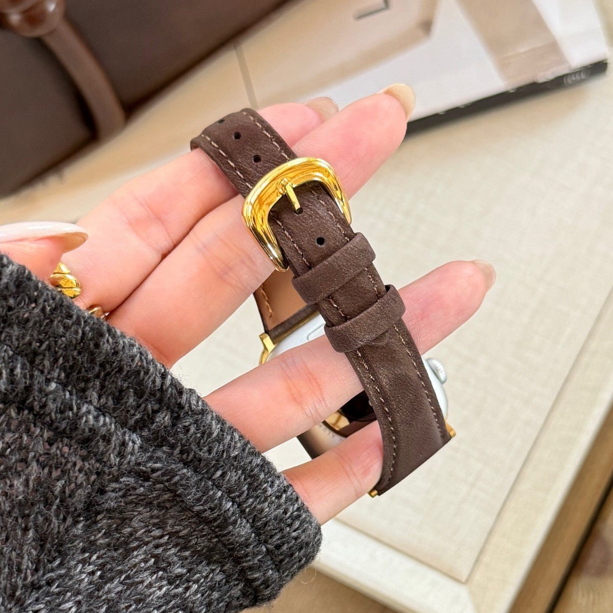 Genuine Leather Bracelet for Apple Watch, Smooth Finish, Pin Buckle, Mathilda Model