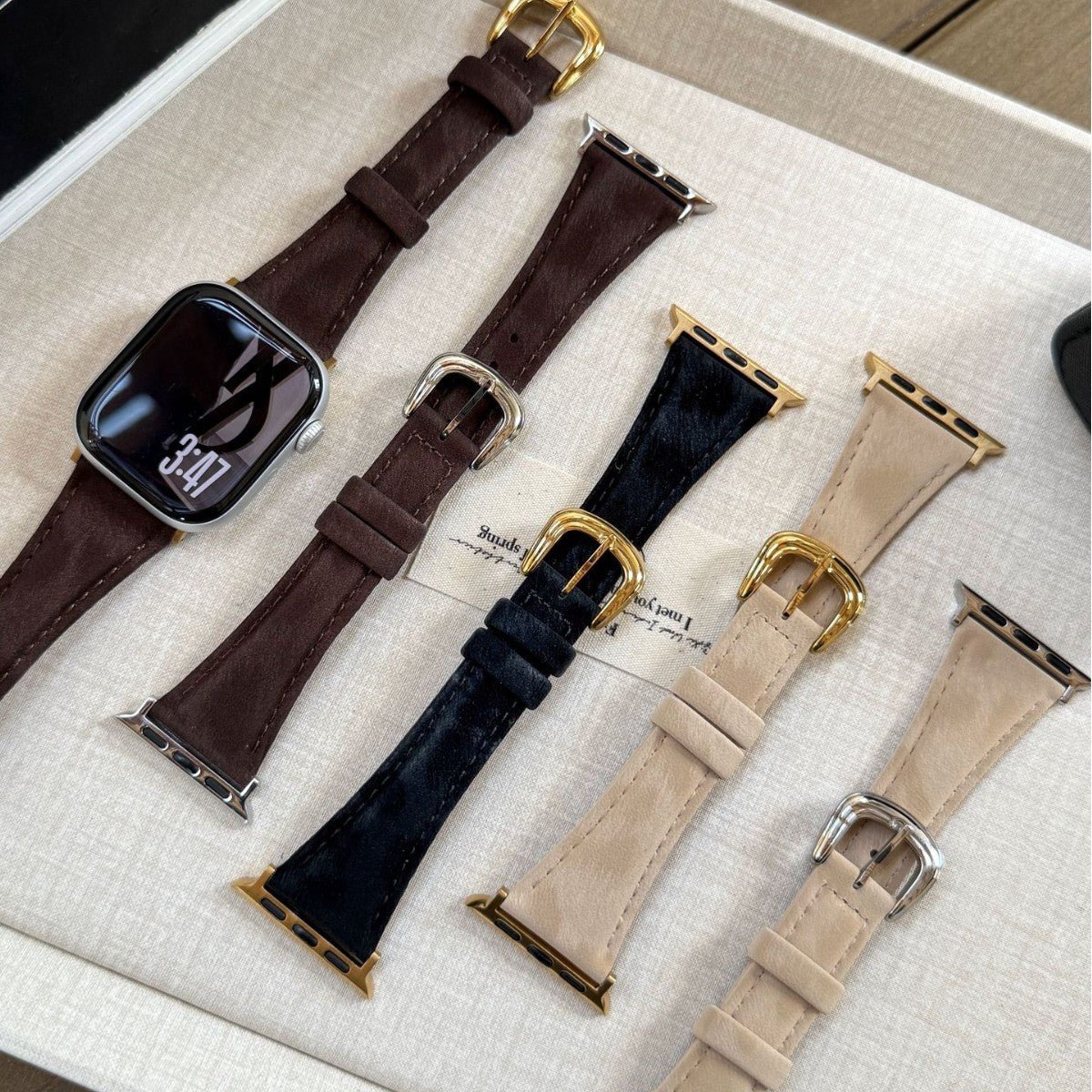 Genuine Leather Bracelet for Apple Watch, Smooth Finish, Pin Buckle, Mathilda Model