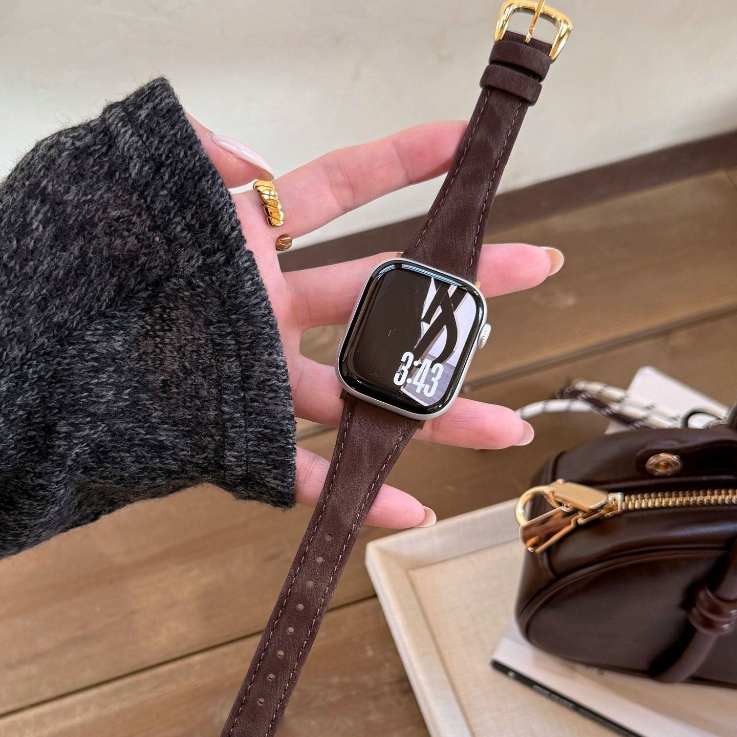 Genuine Leather Bracelet for Apple Watch, Smooth Finish, Pin Buckle, Mathilda Model