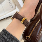 Genuine Leather Bracelet for Apple Watch, Smooth Finish, Pin Buckle, Mathilda Model