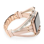 Apple Watch Multi-Strand Bracelet with Rhinestones and Braided Design for Women, Melona Model