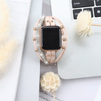 Apple Watch Multi-Strand Bracelet with Rhinestones and Braided Design for Women, Melona Model