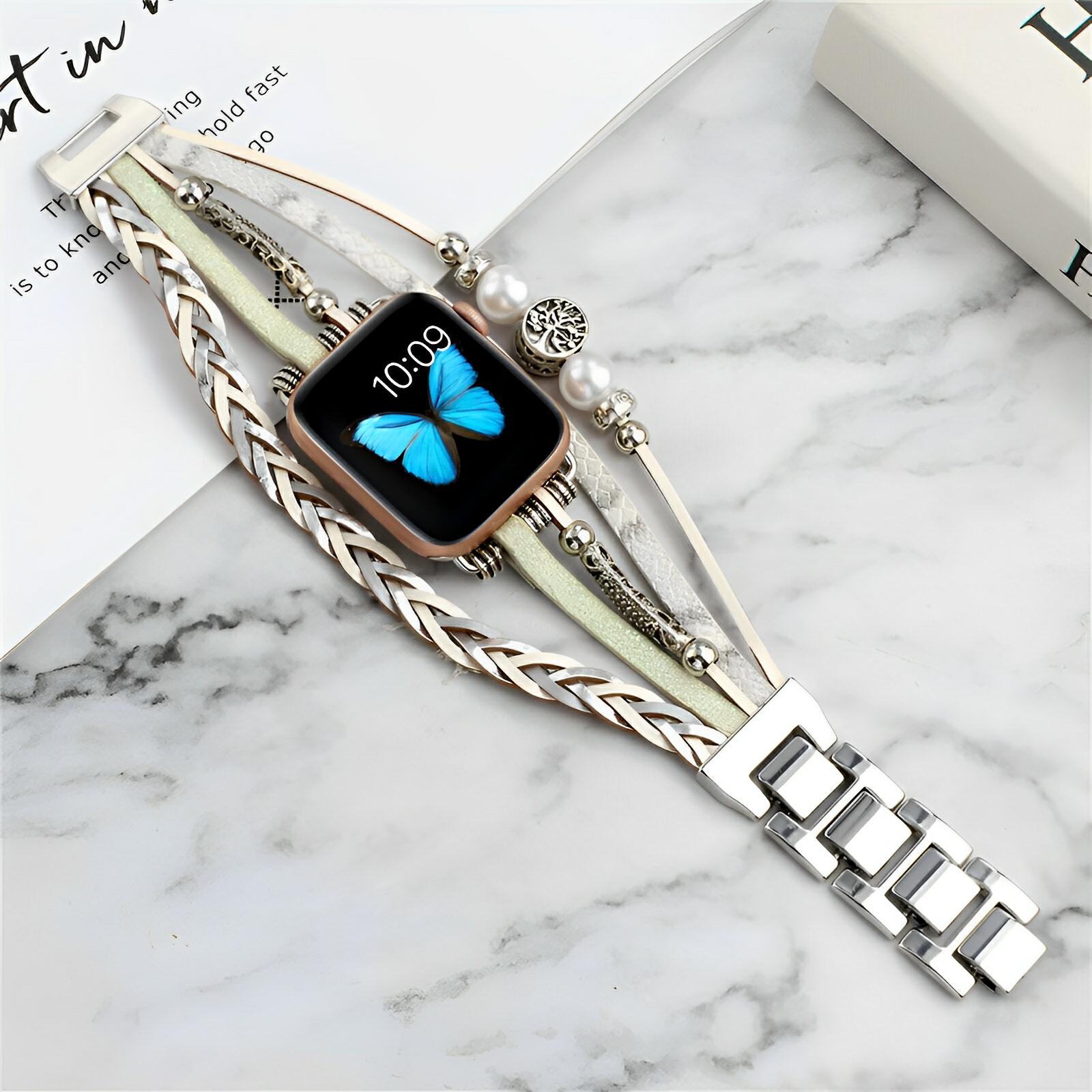 Apple Watch Multi-Strand Braided Bracelet, Tree of Life Charm, for Women, Ténecia Model