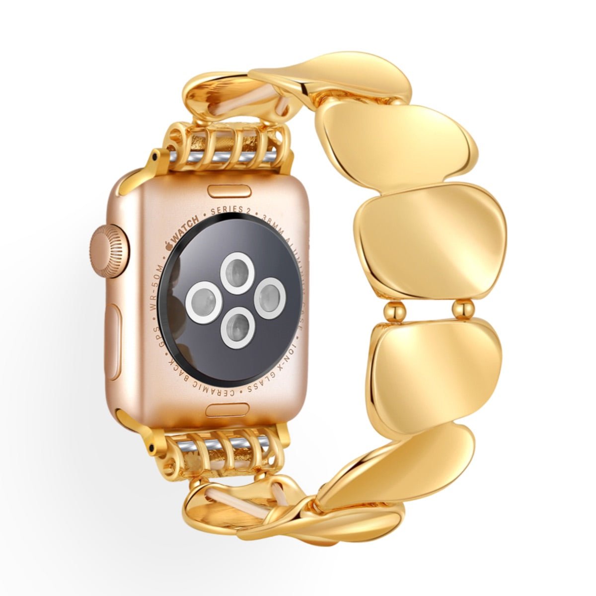 Apple Watch Bracelet, polished pebble links, rhinestone connectors, for women, Lidia model